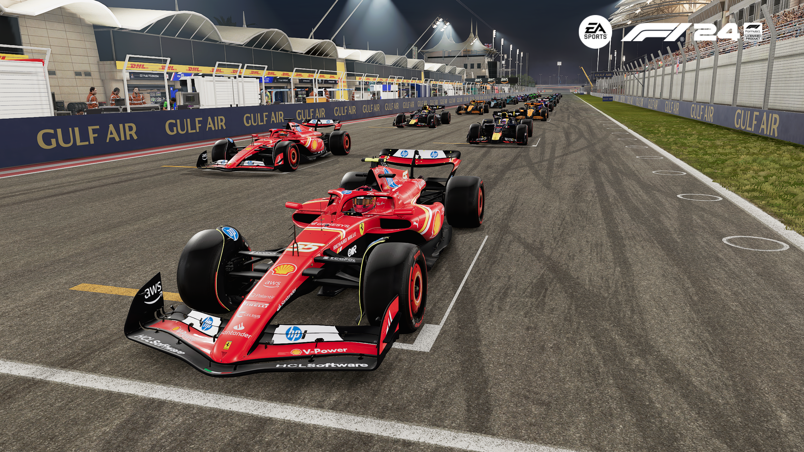 Distraction League F1 eSports Turnier 2024/25 – Startaufstellung mit Ferrari beim Bahrain Grand Prix