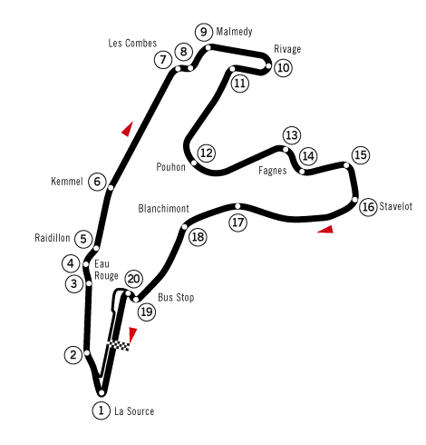 F1 Belgien Strecke - Spa-Francorchamps 2025